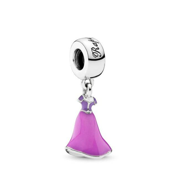 Pandora stílusú ezüst charm Rapunzel ruhájával