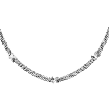 Elegáns ezüst nyaklánc szalagot formázó cirkónia díszekkel