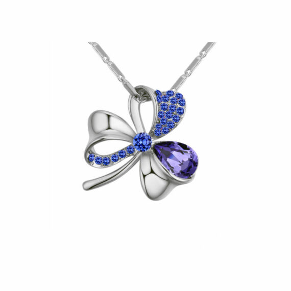 Kék Swarovski® kristályokkal díszített ezüst szerencsehozó nyaklánc