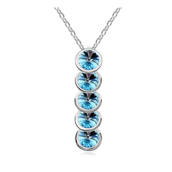 Világoskék Swarovski® kristálysor medál ezüst nyaklánccal