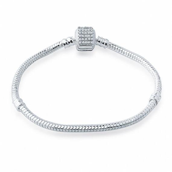 Pandora stílusú fehér cirkónia kristályos 21 cm hosszúságú karlánc