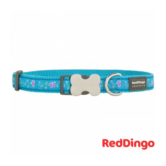 Pillangó mintás Red Dingo® kutya nyakörv - S - 15 mm x 24-36 cm