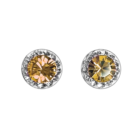 Sárga Swarovski® kristályos ezüst fülbevaló
