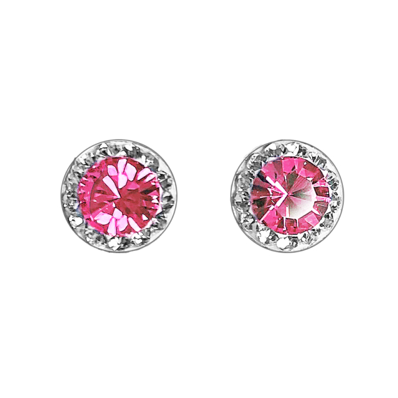 Rózsaszín Swarovski® kristályos ezüst fülbevaló