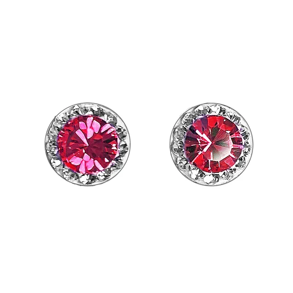 Piros Swarovski® kristályos ezüst fülbevaló