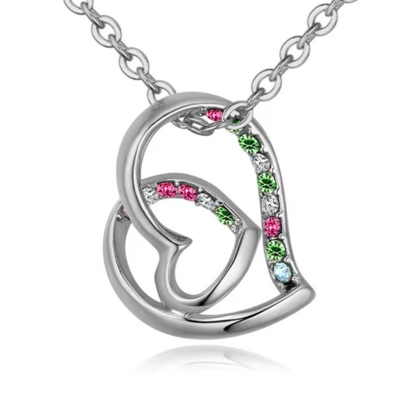 Sokszínű Swarovski® kristályos szíves nyaklánc