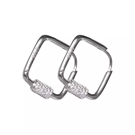 Cirkónia kristályos minimalista négyszög ezüst fülbevaló