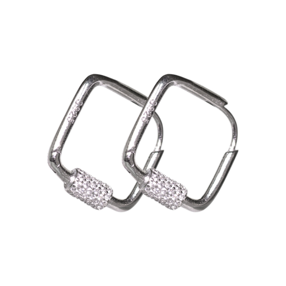 Cirkónia kristályos minimalista négyszög ezüst fülbevaló