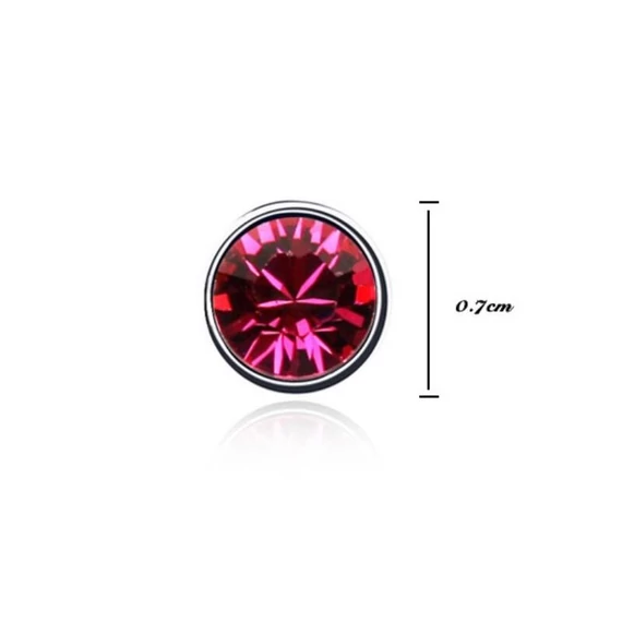 Sötét rózsaszín Swarovski® kristályos pöttyfülbevaló