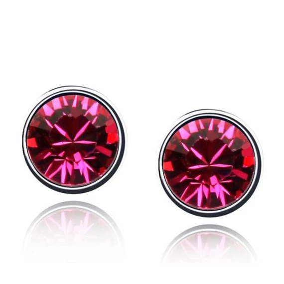 Sötét rózsaszín Swarovski® kristályos pöttyfülbevaló