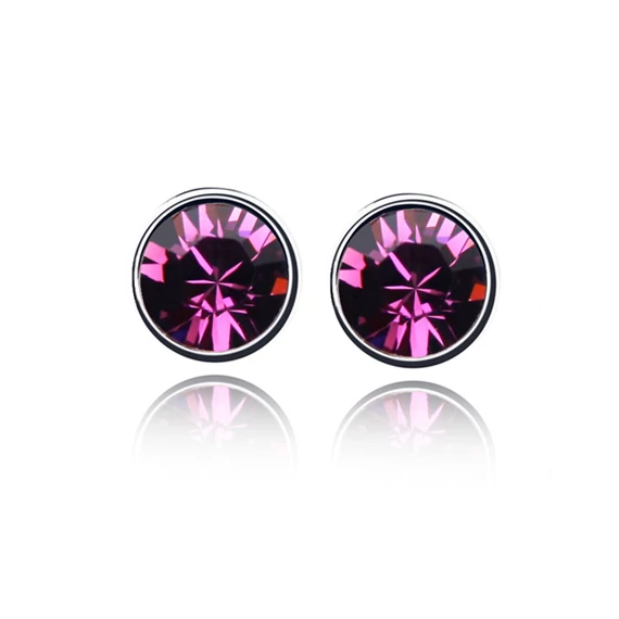 Sötét rózsaszín Swarovski® kristályos pöttyfülbevaló