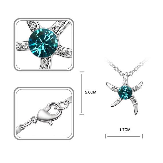 Türkizkék Swarovski® kristállyal díszített tengericsillag nyaklánc
