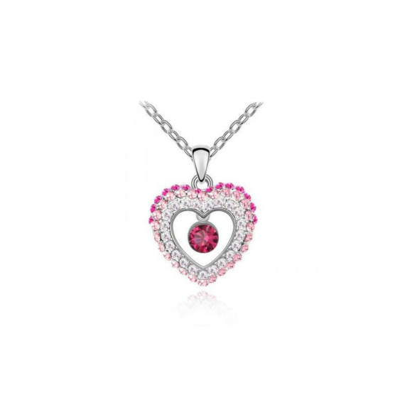 Rózsaszín Swarovski® kristályos szív nyaklánc