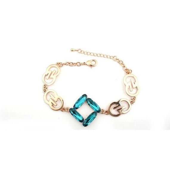Kék Swarovski® kristályos aranyszínű nyaklánc