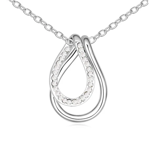 Dupla csepp nyaklánc fehér Swarovski® kristályokkal 