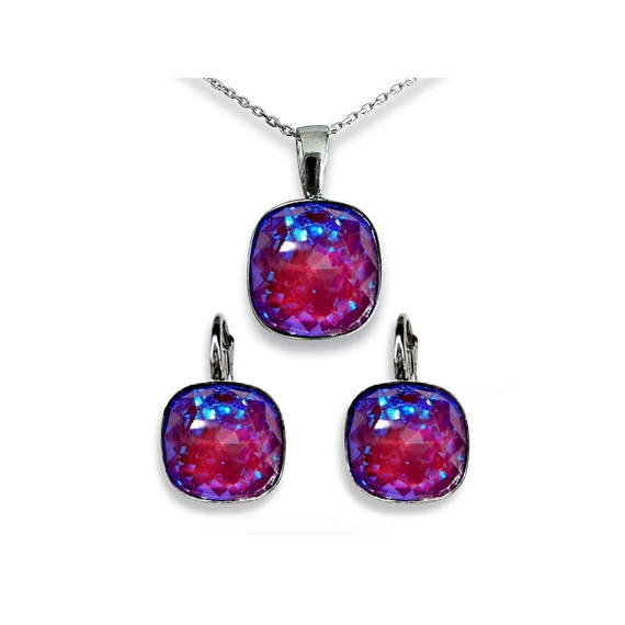 Liláskék Swarovski® kristályos ezüst ékszerszett