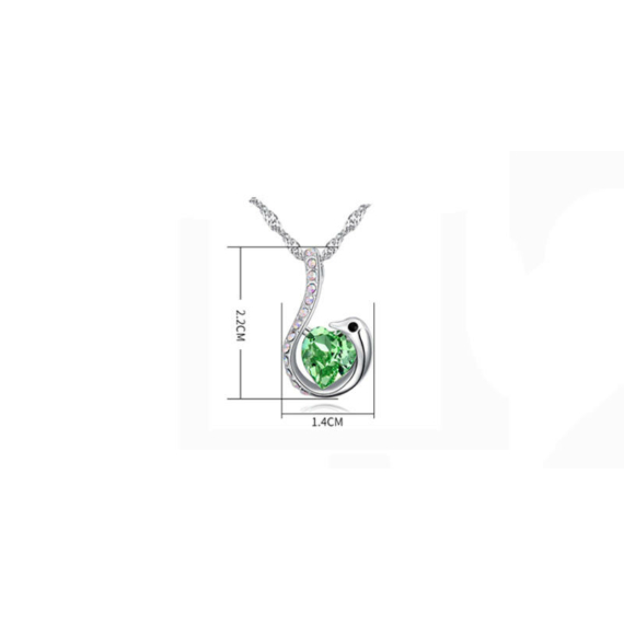 Zöld Swarovski® kristályos hattyús nyaklánc