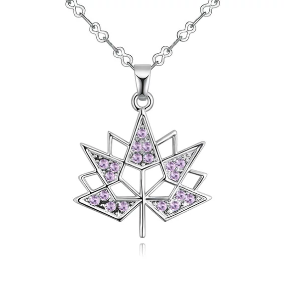 Lila Swarovski® kristályos levél alakú medál