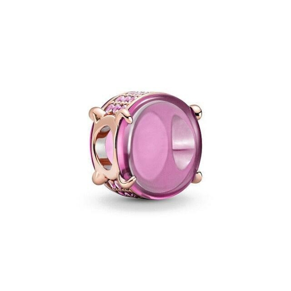 Pandora stílusú rózsaszín és rózsaarany ezüst charm