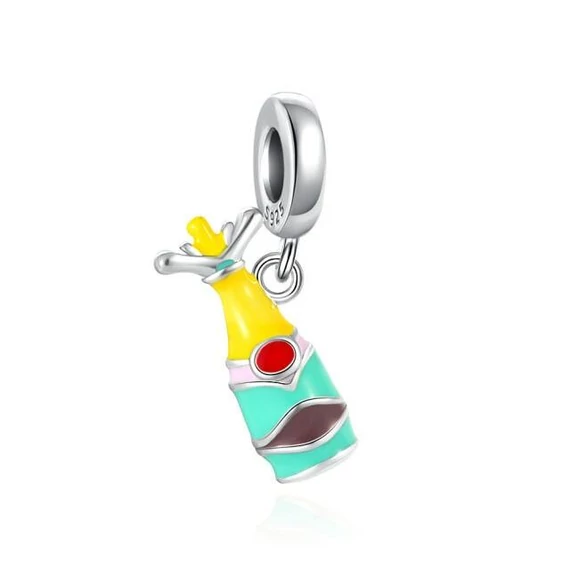 Pandora stílusú ezüst charm pezsgős üveggel