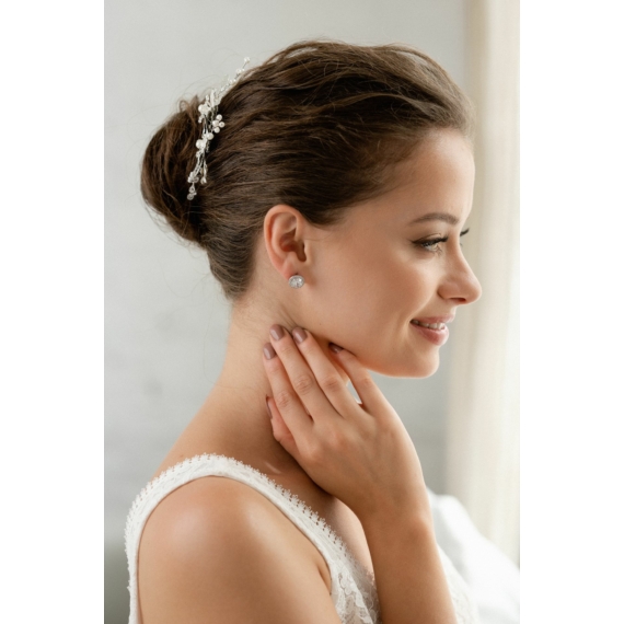 Elegáns cirkónia kristályos kerek esküvői fülbevaló