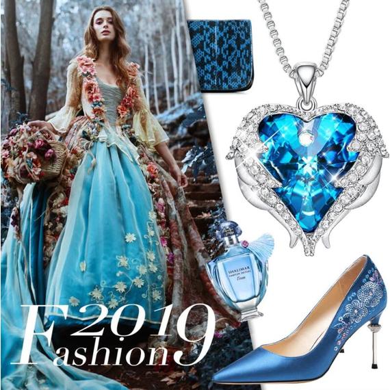 Tengerkék Swarovski® kristályos angyalszárny alakú nyakék