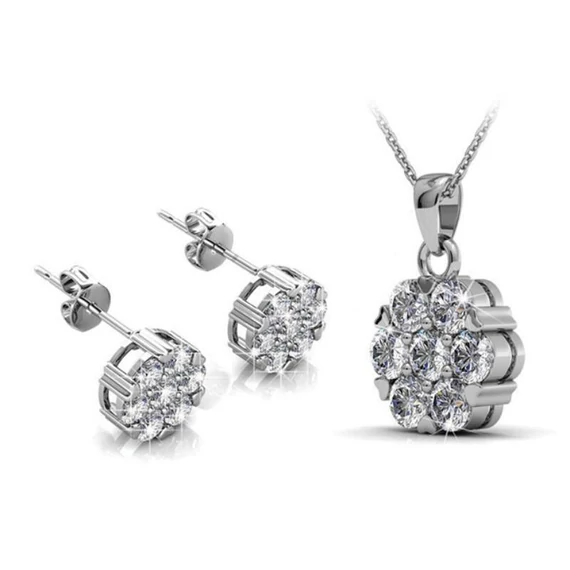 Fehér Swarovski® kristállyal díszített ékszerszett szív formákkal