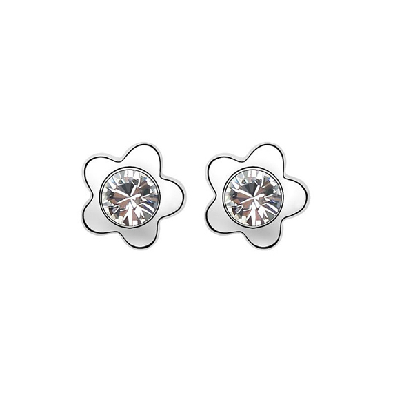 Fehér Swarovski® kristályos virág fülbevaló