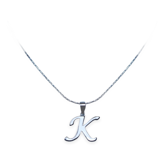 Ezüst nyaklánc K betűs medállal