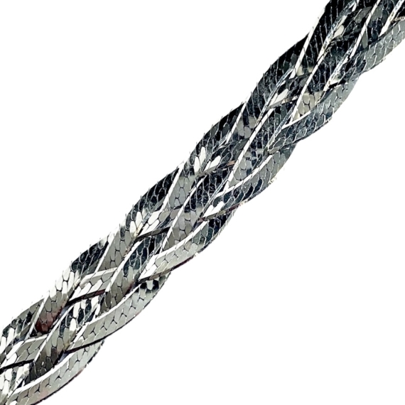 Ötös fonatú ródiumozott ezüst nyaklánc 45 cm