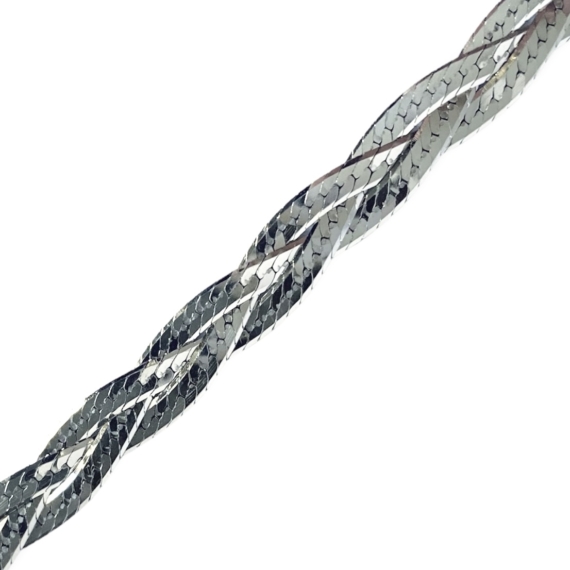 Hármas fonatú ródiumozott ezüst nyaklánc 50 cm