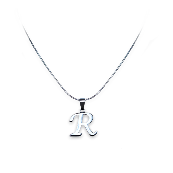 Ezüst nyaklánc R betűs medállal