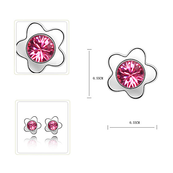 Rózsaszín Swarovski® kristályos virág fülbevaló