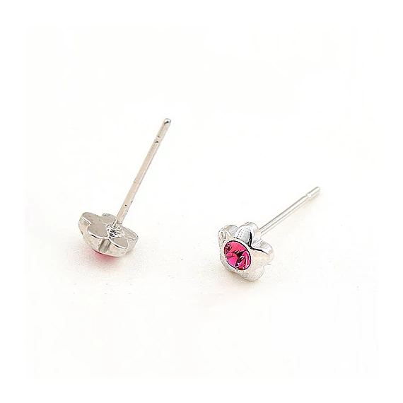 Rózsaszín Swarovski® kristályos virág fülbevaló
