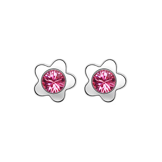 Rózsaszín Swarovski® kristályos virág fülbevaló