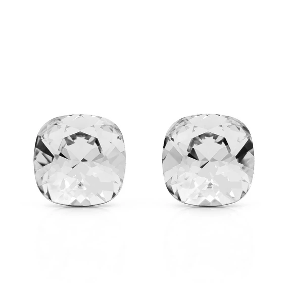 Fehér Swarovski® kristályos szögletes ezüst fülbevaló