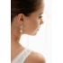 Kép 3/5 - Törtfehér gyönggyel és fehér cirkóniával díszített ezüstszínű esküvői fülbevaló