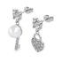 Kép 2/5 - Fehér Swarovski® kristályokkal és gyönggyel díszített kulcsos és lakatos fülbevaló