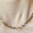 Kép 2/3 - Háromszínű négyes fonatú ródiumozott ezüst nyaklánc 50 cm